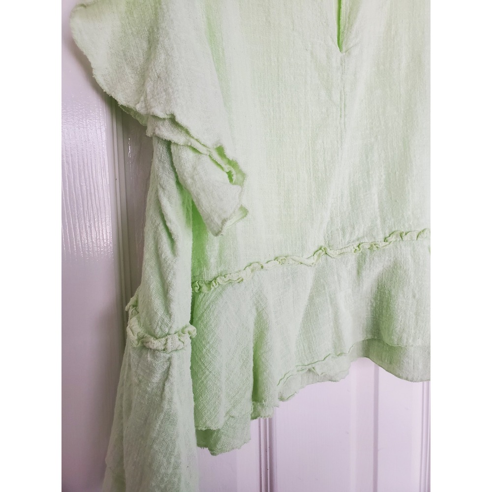 Maeve Anthropologie Blouse Green Ruffle Flutter Sleeve Peplum Boho Large - Picture 4 of 9